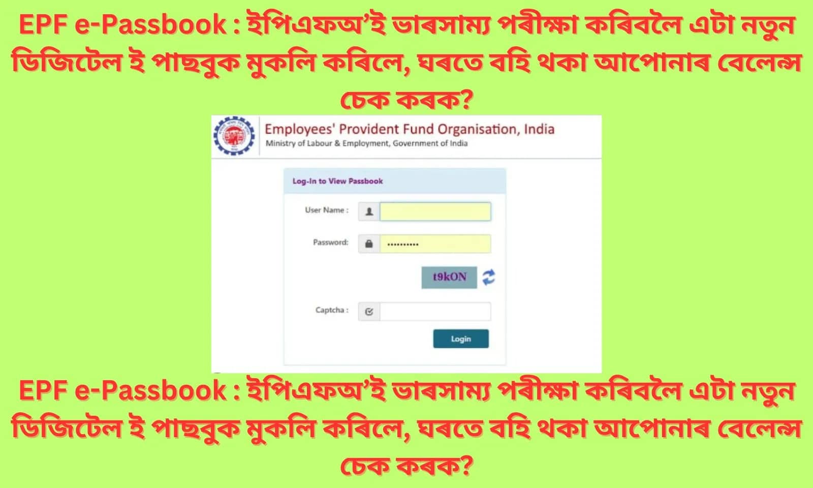 EPF e-Passbook in Assamese ইপিএফ ই-পাছবুক